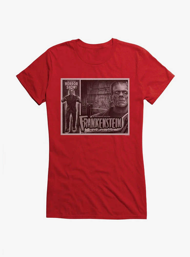 Frankenstein Black & White The Man Who Made A Monster Girls T-Shirt