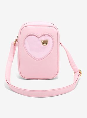 Pink Heart Pin Collector Crossbody Bag
