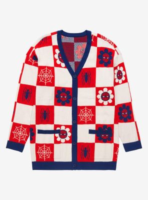 Marvel Spider-Man Floral Checkered Women's Cardigan - BoxLunch Exclusive