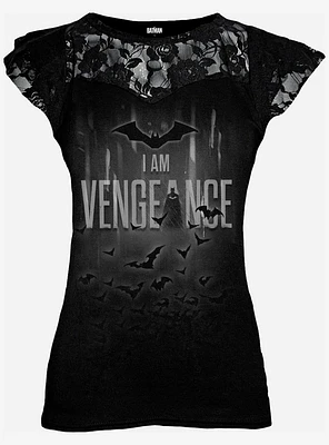 DC Comics The Batman I Am Vengeance Lace Cap Sleeve Top