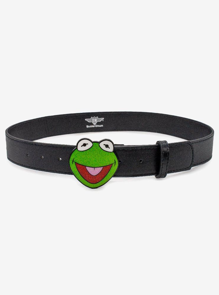 Disney The Muppets Kermit Glitter Enamel Buckle Vegan Leather Belt