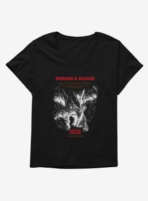 Dungeons & Dragons White Box Dragon and Flames Womens T-Shirt Plus