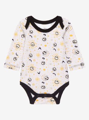 Disney The Nightmare Before Christmas Jack Skellington Allover Print Long Sleeve Infant One-Piece - BoxLunch Exclusive