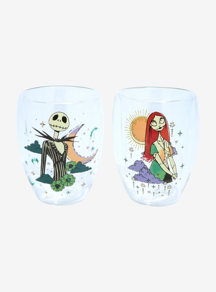 Disney The Nightmare Before Christmas Jack Skellington & Sally Celestial Wine Glass Set