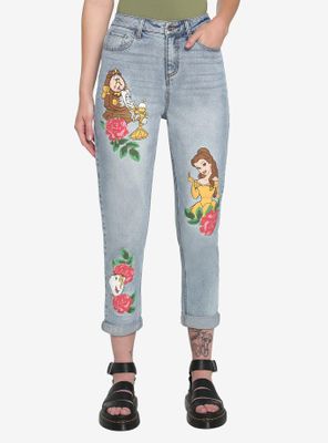 Disney Beauty And The Beast Roses Mom Jeans