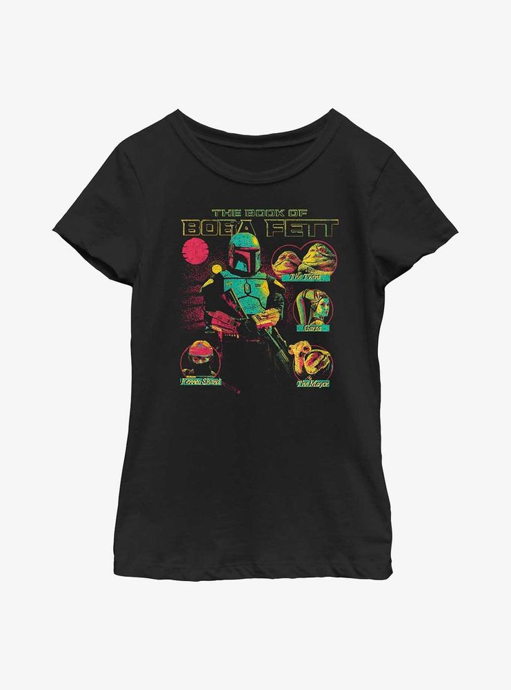 Star Wars Book Of Boba Fett Character Circles Youth Girls T-Shirt