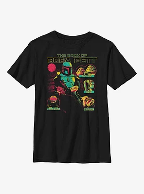Star Wars Book Of Boba Fett Character Circles Youth T-Shirt