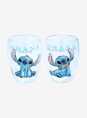 Disney Lilo & Stitch Stitch Portrait Ohana Wine Glass Set