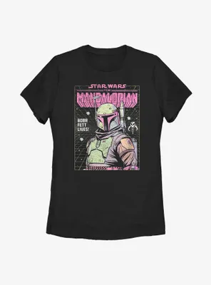 Star Wars The Mandalorian Neon Boba Fett Womens T-Shirt