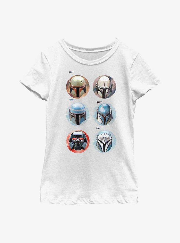 Star Wars The Mandalorian Bounty Hunter Helmets Youth Girls T-Shirt