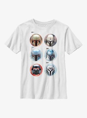 Star Wars The Mandalorian Bounty Hunter Helmets Youth T-Shirt