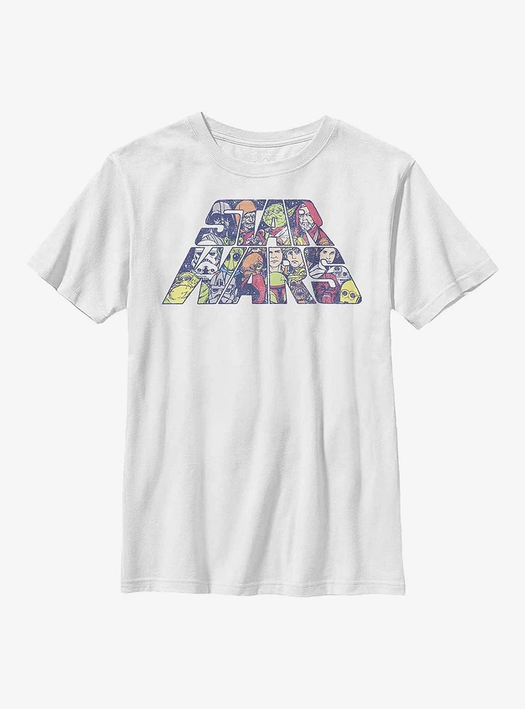 Star Wars Title Fill Characters Youth T-Shirt