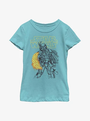 Star Wars Boba Fett Heat Thrower Youth Girls T-Shirt