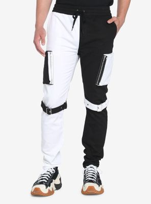 Black & White Split Jogger Pants