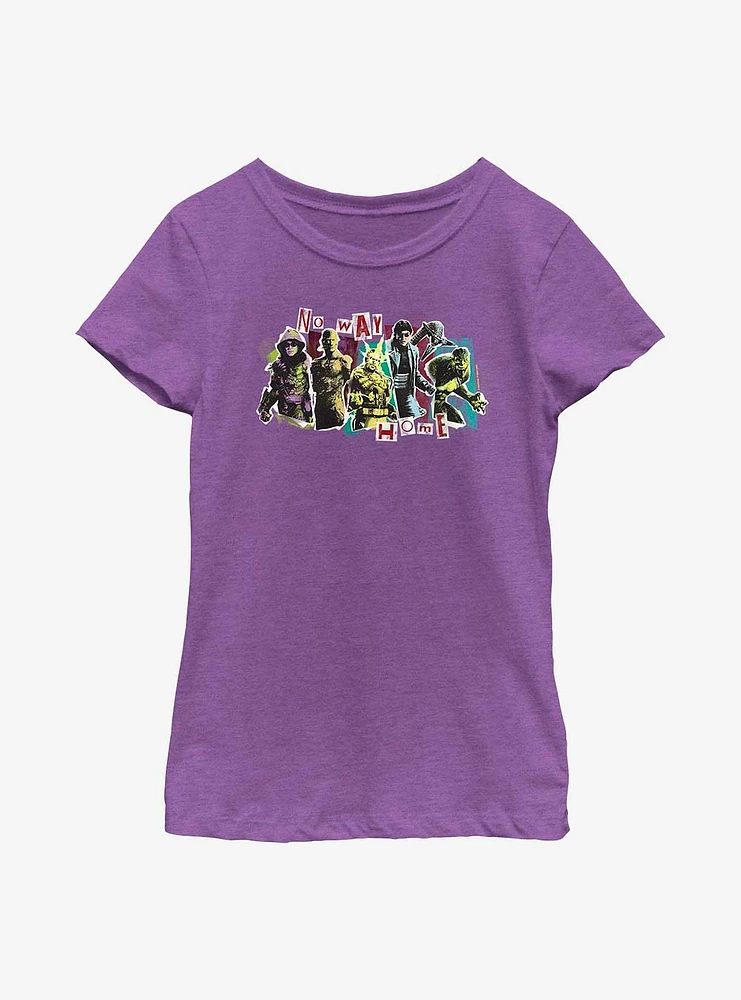 Marvel Spider-Man No Way Home Villains Panel Youth Girls T-Shirt