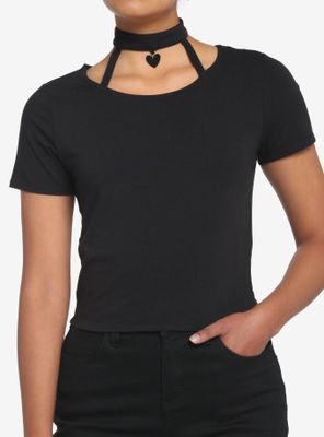 Black Heart Choker Girls Crop T-Shirt