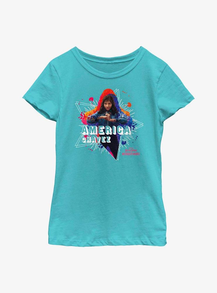 Marvel Doctor Strange Multiverse Of Madness America Chavez Paint Youth Girls T-Shirt