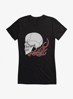 Burning Skull Left Girls T-Shirt