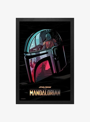 Star Wars The Mandalorian Helmet Scenes Framed Wood Wall Art