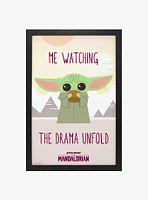 Star Wars The Mandalorian Watching the Drama Framed Wood Wall Art