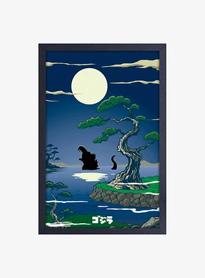 Godzilla Moon Framed Wood Wall Art