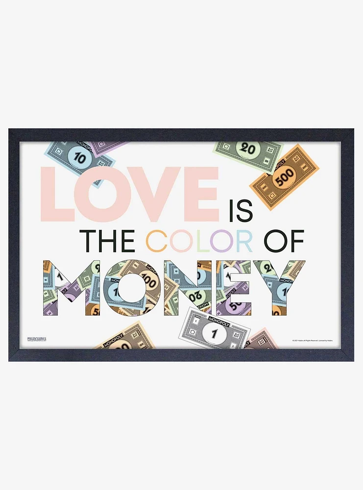 Monopoly Love is the Color of Money Framed Wood Wall Art