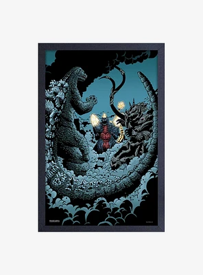 Godzilla Spacezilla Framed Wood Wall Art