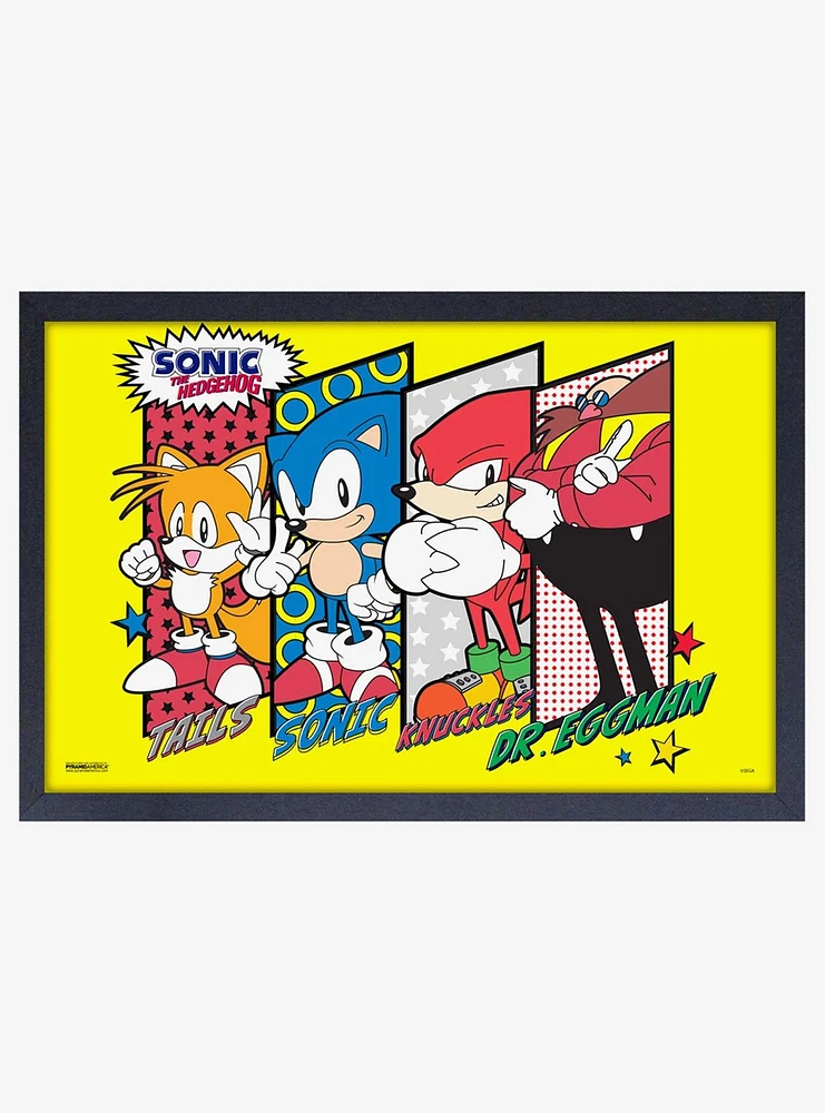 Sonic the Hedgehog Lineup Framed Wood Wall Art