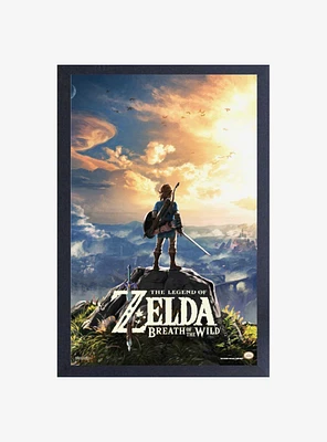 Nintendo Legend of Zelda Breath of the Wild Hyrule Landscape Framed Wood Wall Art