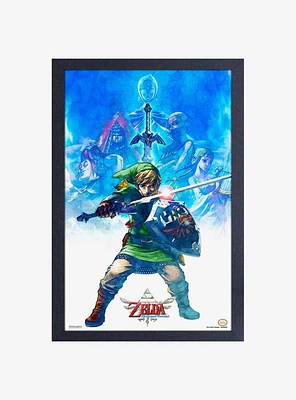 Nintendo Legend of Zelda Breath of the Wild Zelda & Champions Link Defense Pose Framed Wood Wall Art