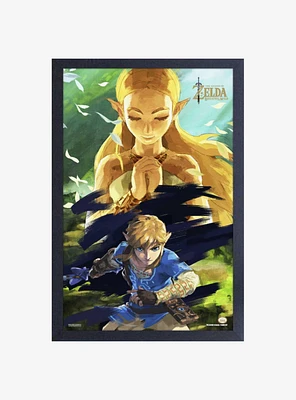 Nintendo Legend of Zelda Breath of the Wild Zelda & Link Framed Wood Wall Art