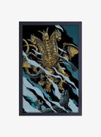 Godzilla Ghidorah Battle Framed Wood Wall Art