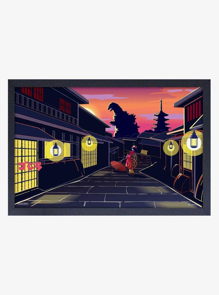 Godzilla Kimono Framed Wood Wall Art