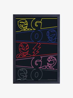 Mighty Morphin Power Rangers Neon Framed Wood Wall Art