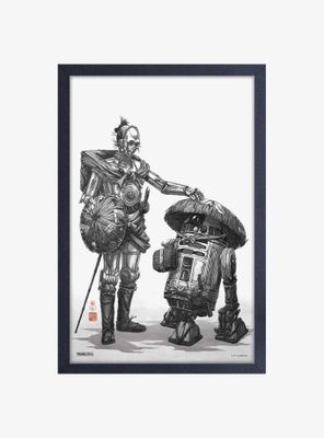 Star Wars Visions C3PO and R2D2 Framed Wood Wall Art