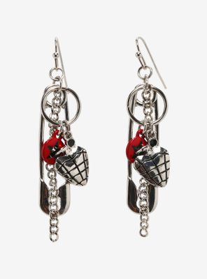 Green Day American Idiot Safety Pin Drop Earrings