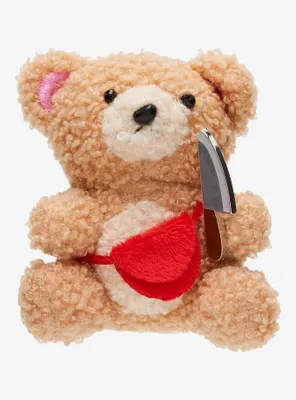 Fuzzy Bear Knife Plush Key Chain