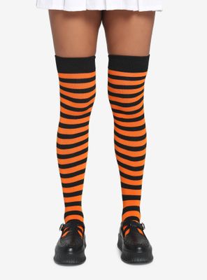 Orange & Black Stripe Knee-High Socks