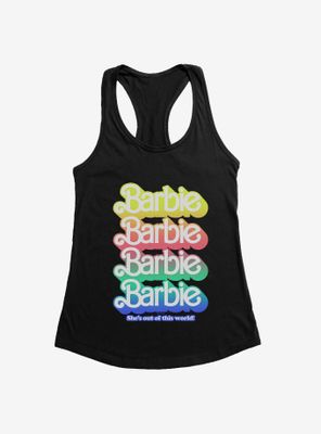 Barbie Pastel Rainbow She's Out Of This World Logo Womens Tank Top