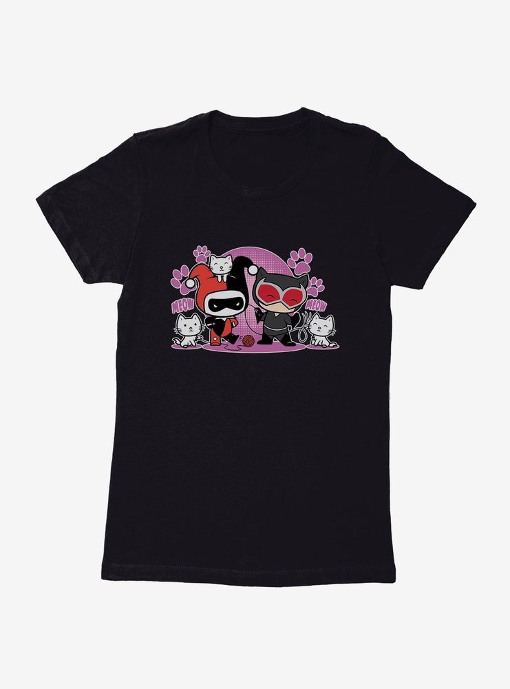 DC Comics Batman Chibi Harley Quinn Catwoman Love Womens T-Shirt