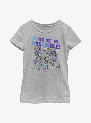 Ridley Jones Eyes Team Assemble Textbook Youth Girls T-Shirt