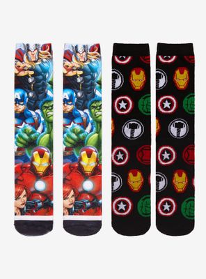 Marvel Avengers Logo Crew Socks 2 pair