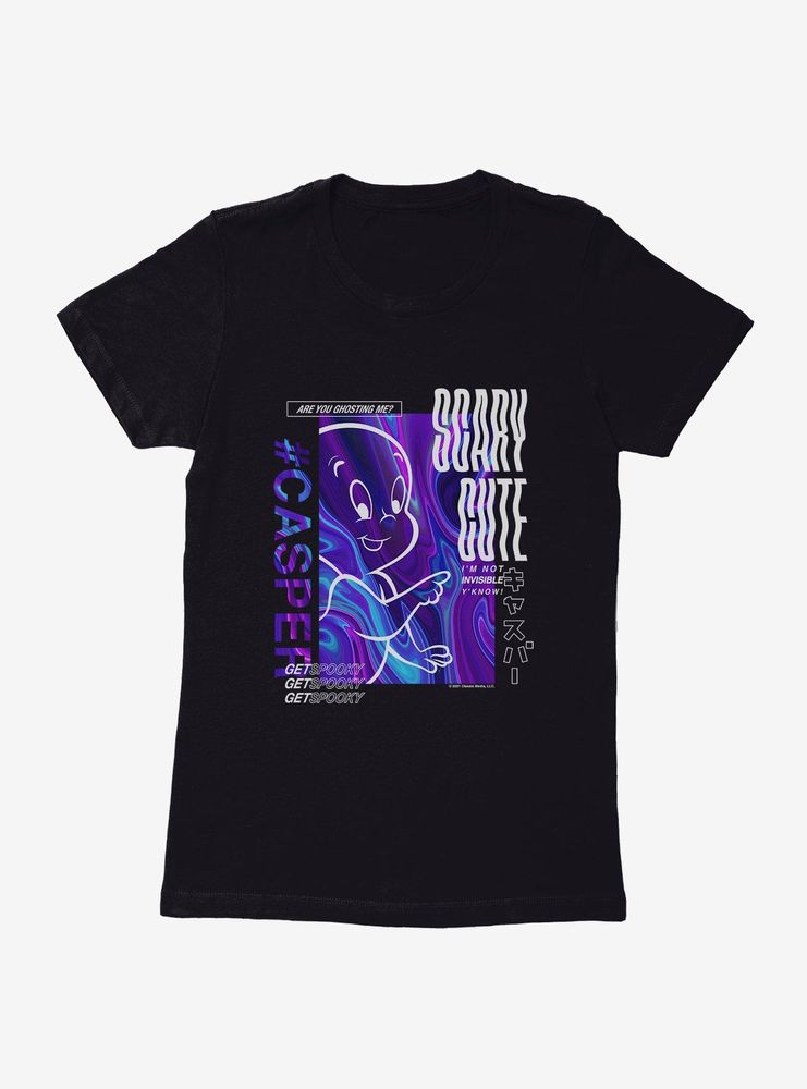 Casper The Friendly Ghost Virtual Raver Scary Cute Womens T-Shirt