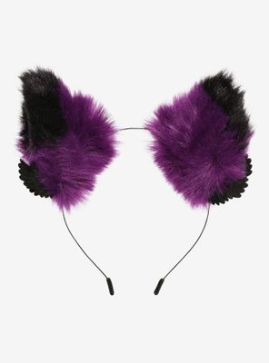 Black & Purple Cat Ear Angel Wing Tips Headband