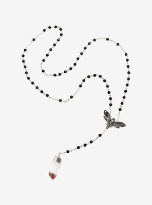 Death Moth Beaded Rosary Necklace