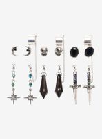Cosmic Aura Dark Gem Sword Crystal Cuff Earring Set