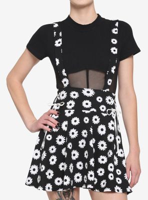 Black & White Daisy Suspender Skirt