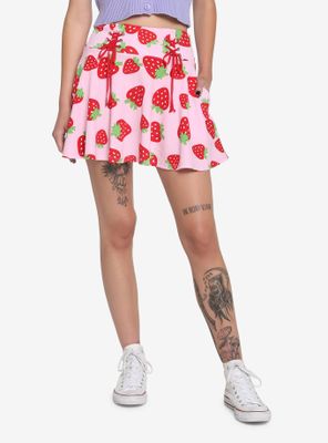 Pink Strawberry Lace-Up Skirt