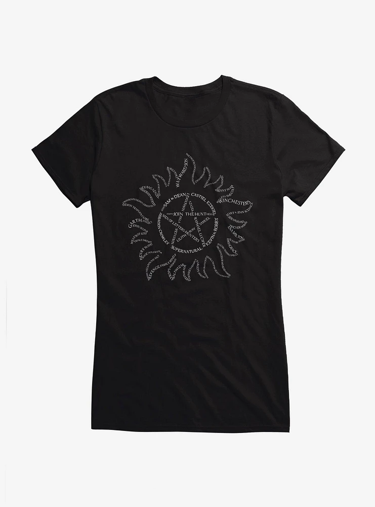 Supernatural Devil's Trap Typography Girls T-Shirt