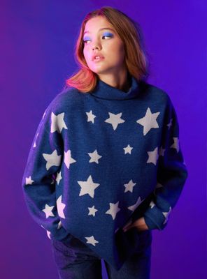 Coraline Star Oversized Turtleneck Girls Sweater
